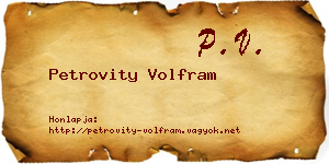 Petrovity Volfram névjegykártya